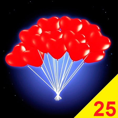 Купить гелиевые воздушные шары в виде сердца 25 штук