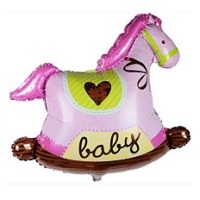Купить фольгированный шар на выписку лошадка-качалка розовая 91 см"  в интернет-магазине Шары-и-Шарики.ру