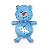 Купить фольгированный шар к выписке "Медвежонок-мальчик синий 91 см"  в интернет-магазине Шары-и-Шарики.ру