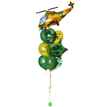 Фонтан из шаров «Военный вертолёт»