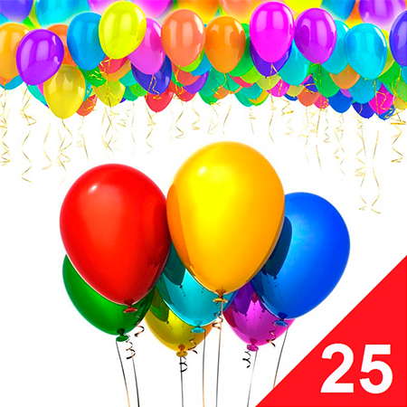 25 воздушных гелевых шаров с доставкой дешево по Москве