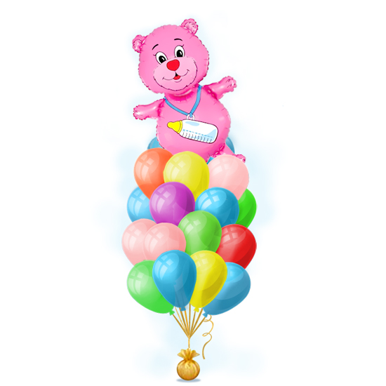 Наборы шаров с различными символами на выписку девочки - Розовый медвежонок