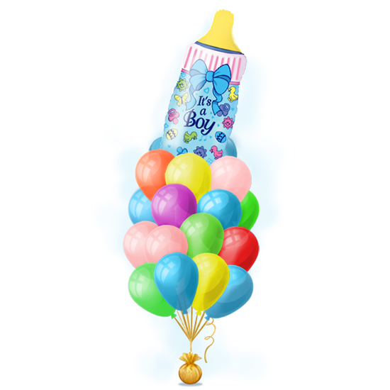 Набор воздушных шаров на выписку мальчика - голубая бутылочка