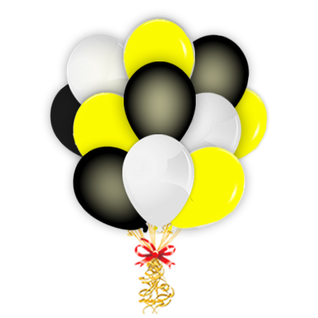 Связка Черный-желтый-белый шары с гелием