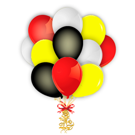 Связка Черный-желтый-красный шары с гелием